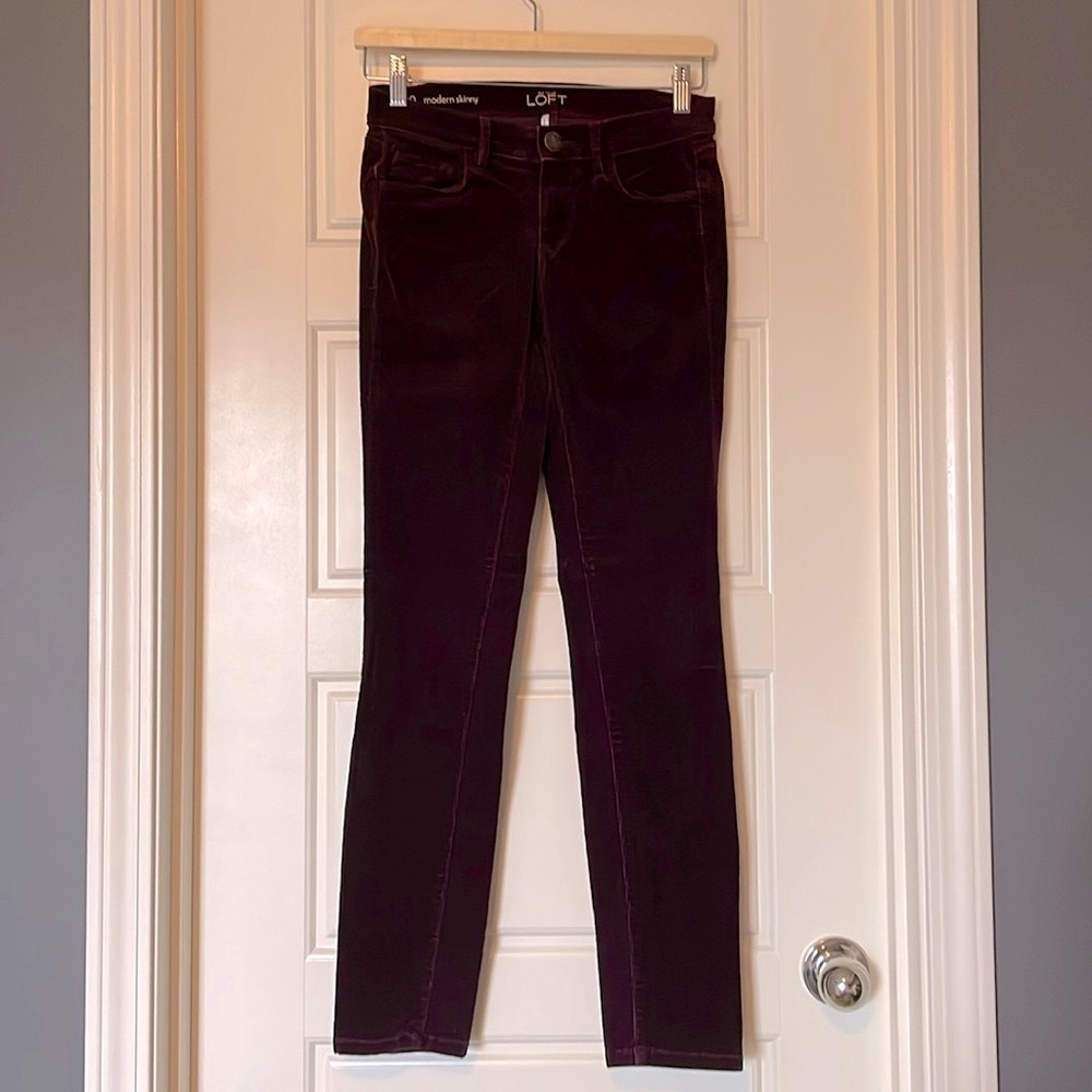 LOFT skinny burgundy corduroy pants